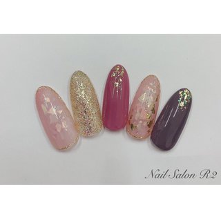 ワンカラー シェル 大理石 ターコイズ 水色 Nail Salon R2のネイルデザイン No ネイルブック