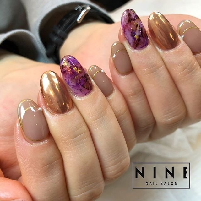 春 ハンド ピンク パープル ゴールド Yukie Nailsalon Nineのネイルデザイン No ネイルブック