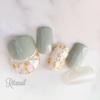 変形フレンチ ペディキュアのネイルデザイン ネイルブック