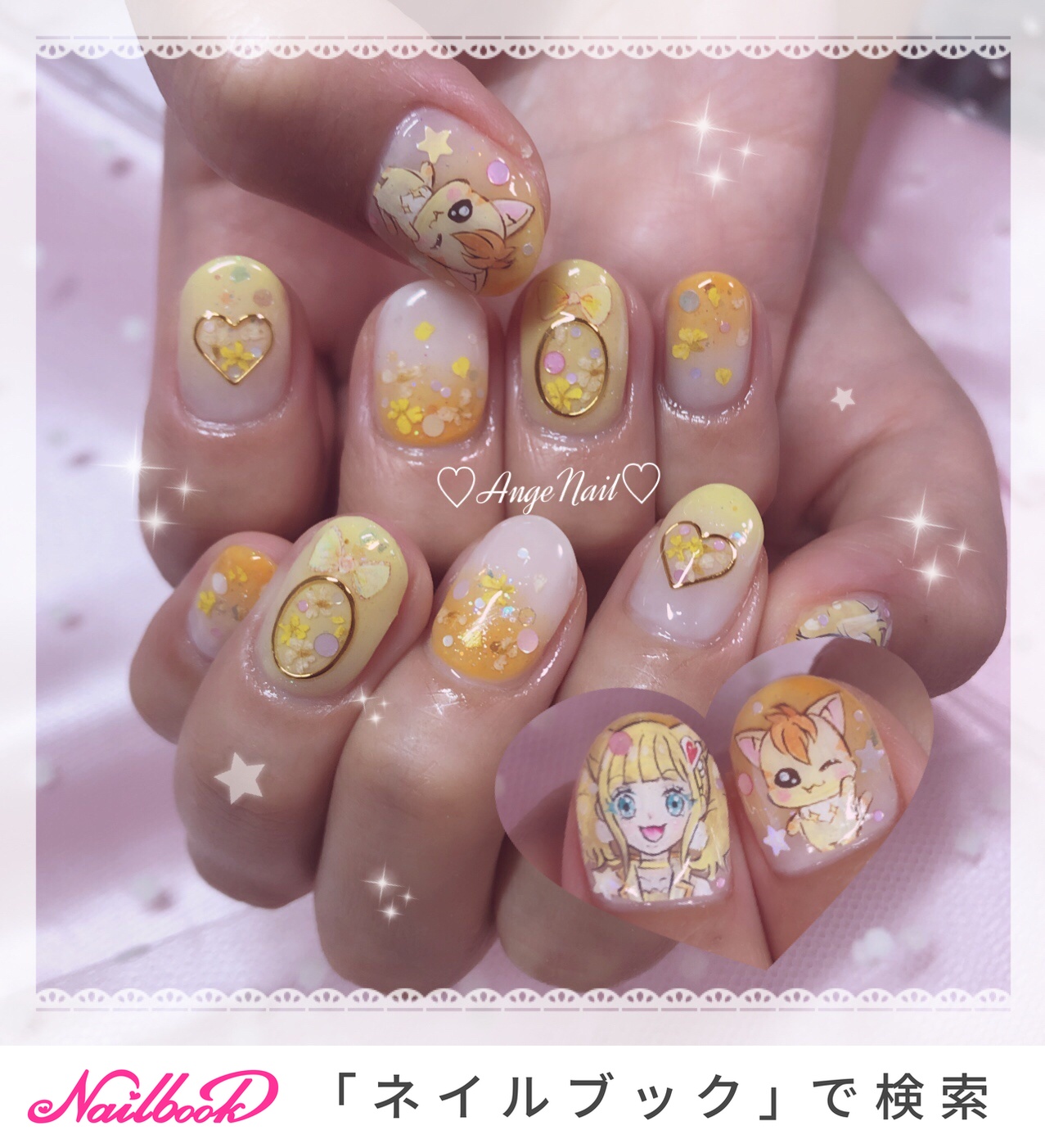 ハンド 痛ネイル キャラクター ブローチ 押し花 Angenailのネイルデザイン No ネイルブック