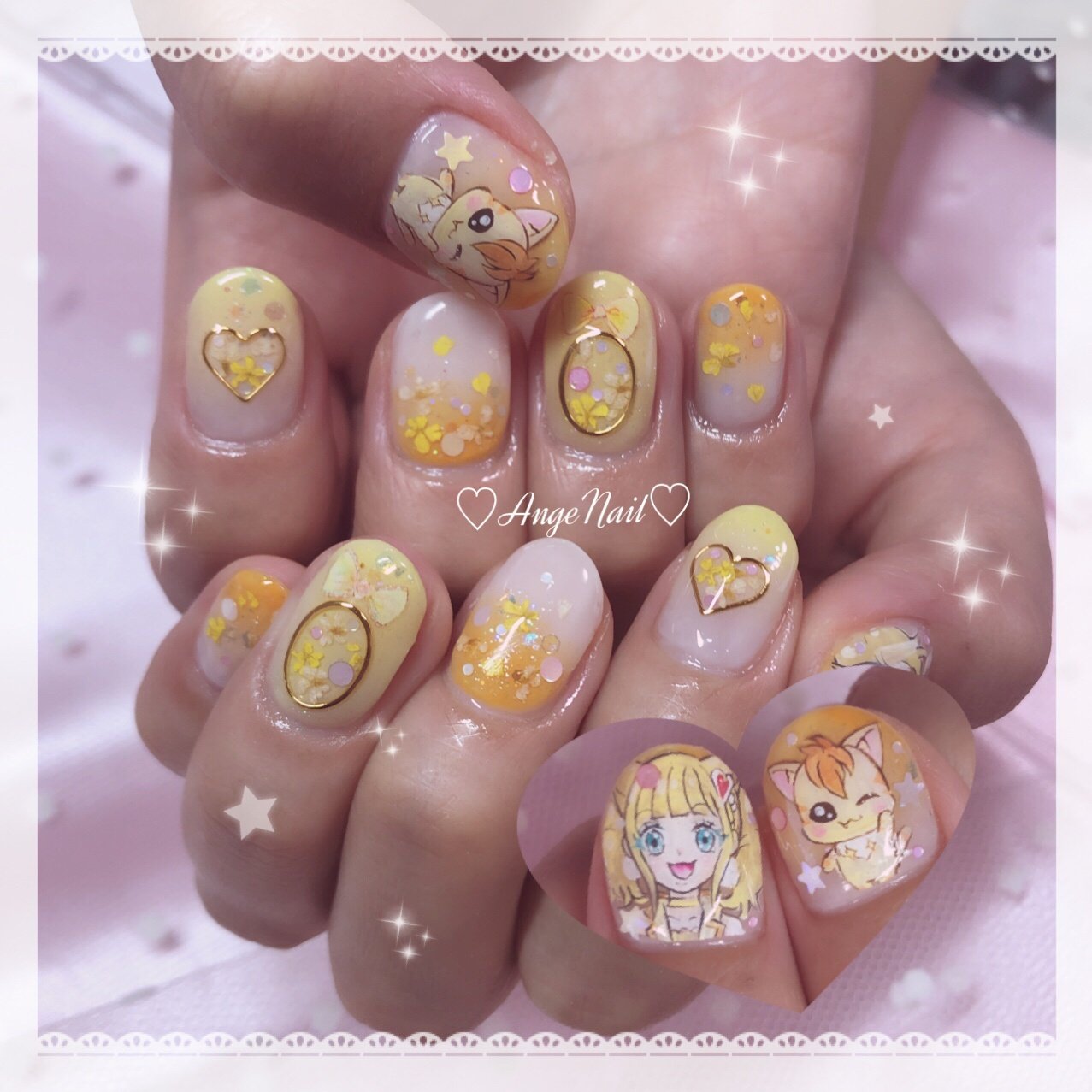 ハンド 痛ネイル キャラクター ブローチ 押し花 Angenailのネイルデザイン No ネイルブック