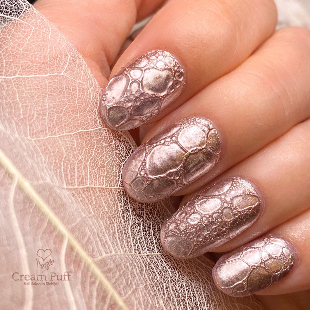 オールシーズン 3d ピンク ゴールド メタリック Creampuff 吉祥寺店のネイルデザイン No ネイルブック