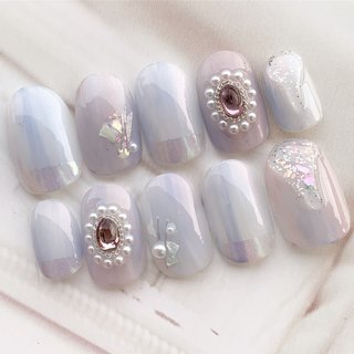 人気順 春 ブルー ラベンダーのネイルデザイン ネイルブック