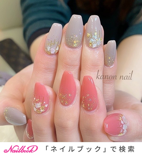 春 ハンド ホログラム シェル ミディアム 花音サロンのネイルデザイン No ネイルブック
