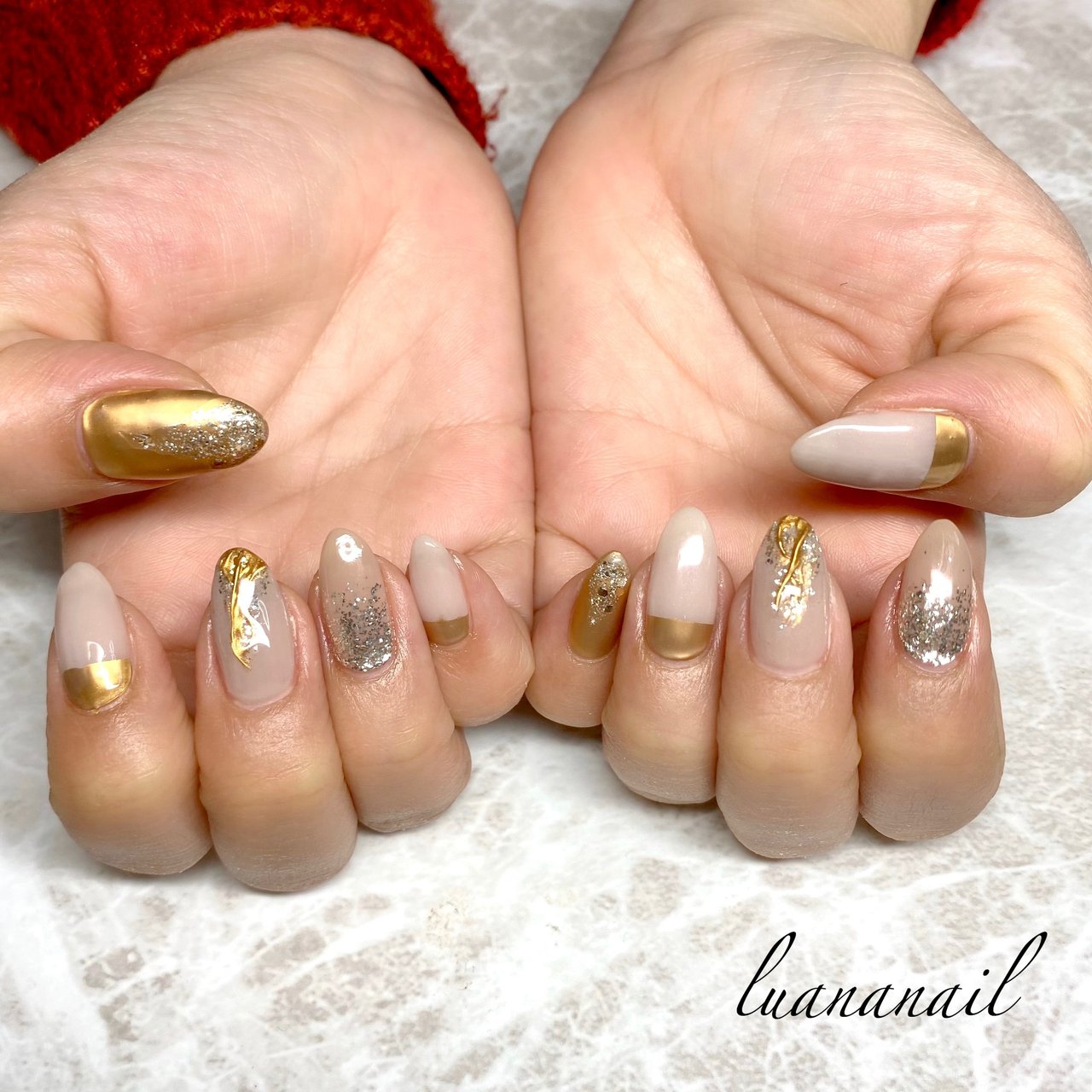 millynail ネイルホイル2+1！ 手編み モチーフ ラメ/ワンカラー/ニュアンス/ホワイト/ベージュ - luananailの