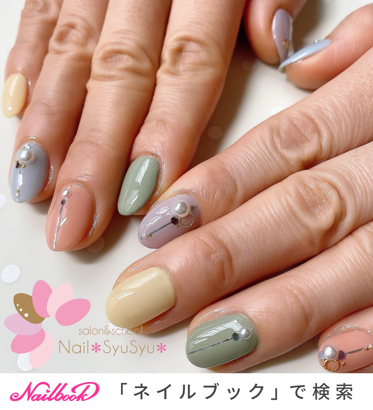 春/夏/ハンド/ビジュー/ワンカラー - Nail✽SyuSyu✽ネイルシュシュの
