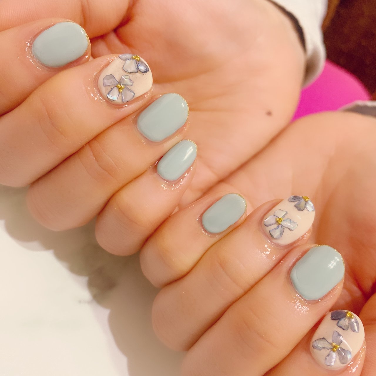 春 オールシーズン ハンド ワンカラー フラワー Leciel Nail 豊田市ネイルサロン のネイルデザイン No ネイル ブック