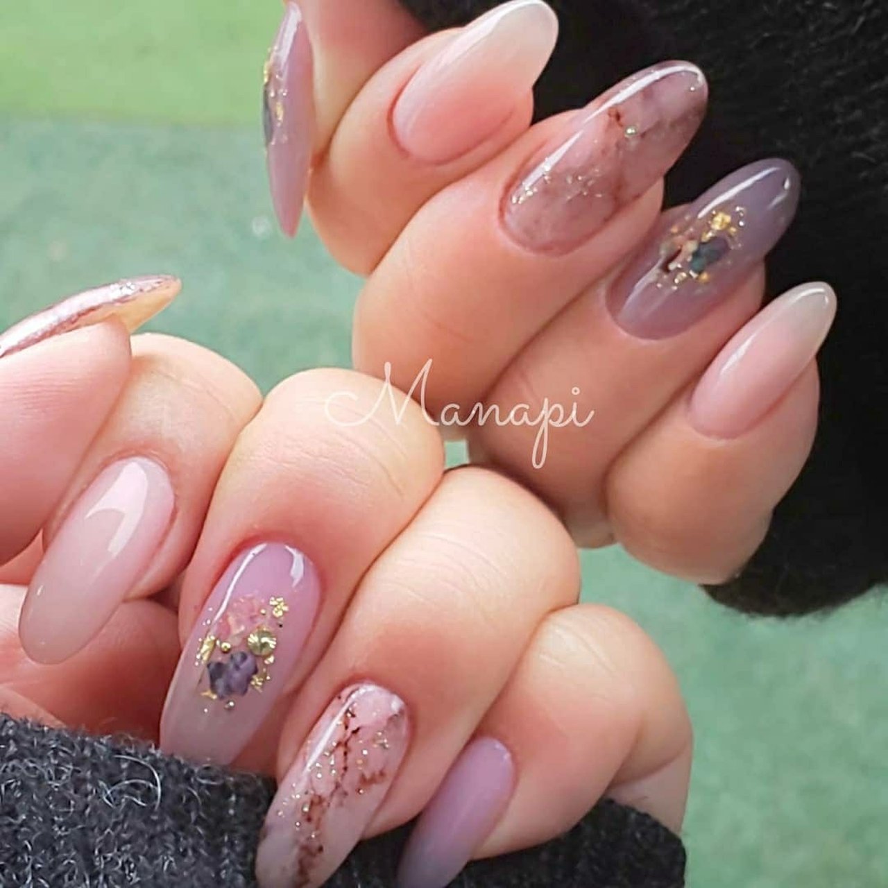 ハンド 大理石 ニュアンス ロング ピンク Manapinのネイルデザイン No ネイルブック