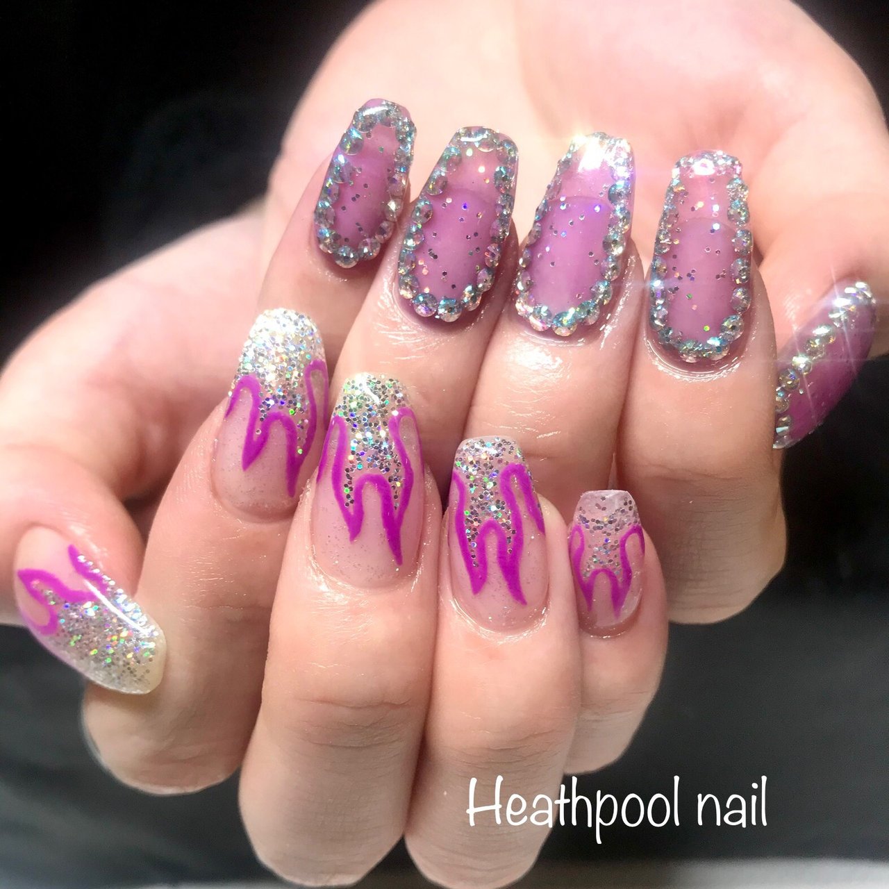 ハンド ラメ シースルー パープル シルバー Heathpoolnailのネイルデザイン No ネイルブック