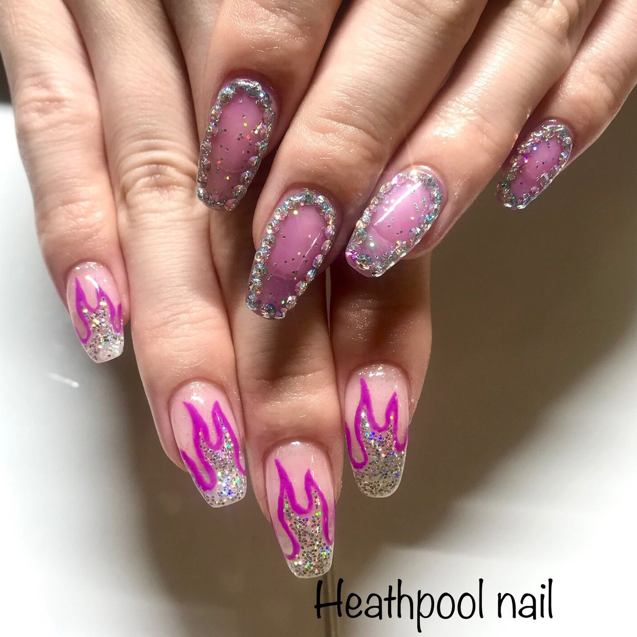 ハンド ラメ シースルー パープル シルバー Heathpoolnailのネイルデザイン No ネイルブック