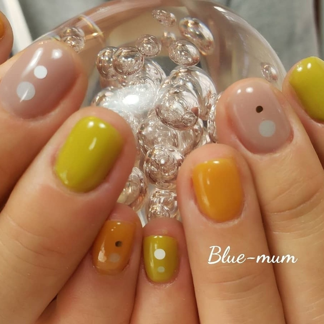ベージュ オレンジ グリーン ジェルネイル お客様 Blue Mumのネイルデザイン No ネイルブック