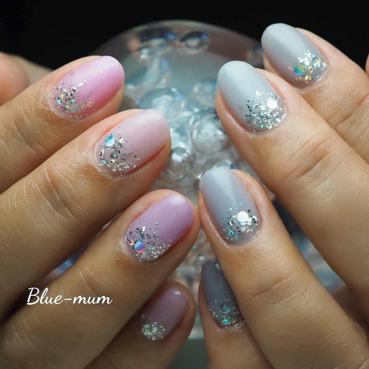 ピンク グレー ジェルネイル お客様 Blue Mumのネイルデザイン No ネイルブック