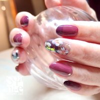 ネイビー ボルドー グレーのネイルデザイン ネイルブック