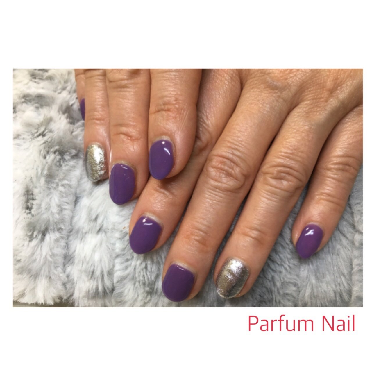 オールシーズン ハンド シンプル ラメ パープル Parfum Nailのネイルデザイン No ネイルブック