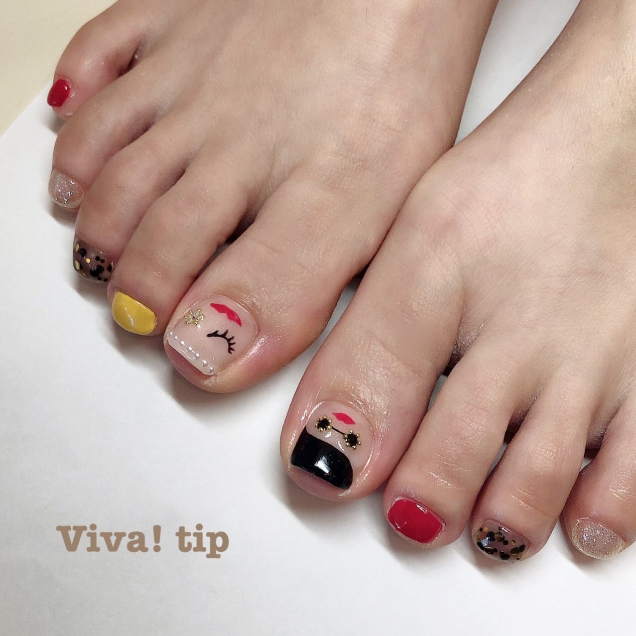 フット キャラクター レッド ブラック ジェル Vivatip ビバティップ のネイルデザイン No ネイルブック