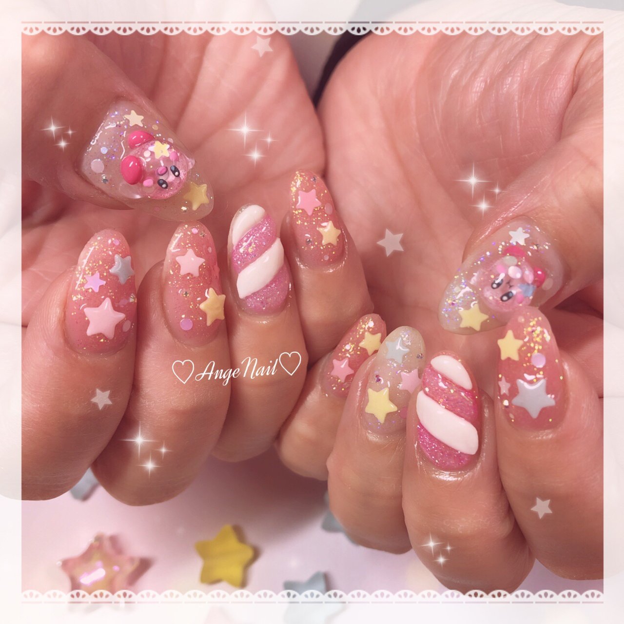 オールシーズン ハンド キャラクター ピンク ジェルネイル Angenailのネイルデザイン No ネイルブック