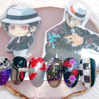 #鬼滅の刃ネイル #鬼滅の刃 #鬼滅の刃カラー #鬼舞辻無惨ネイル #鬼舞辻無惨 #概念ネイル #オタクネイル #推しを爪に #鬼滅ネイル #オールシーズン #お正月 #リゾート #ライブ #ハンド #ラメ #痛ネイル #キャラクター #シースルー #和柄 #レッド #ブラック #シルバー #ジェルネイル #ネイルチップ #crown.nail_shizuoka #ネイルブック