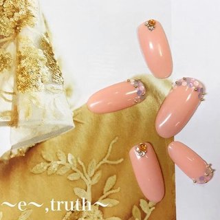 サーモンオレンジネイルのネイルデザイン ネイルブック