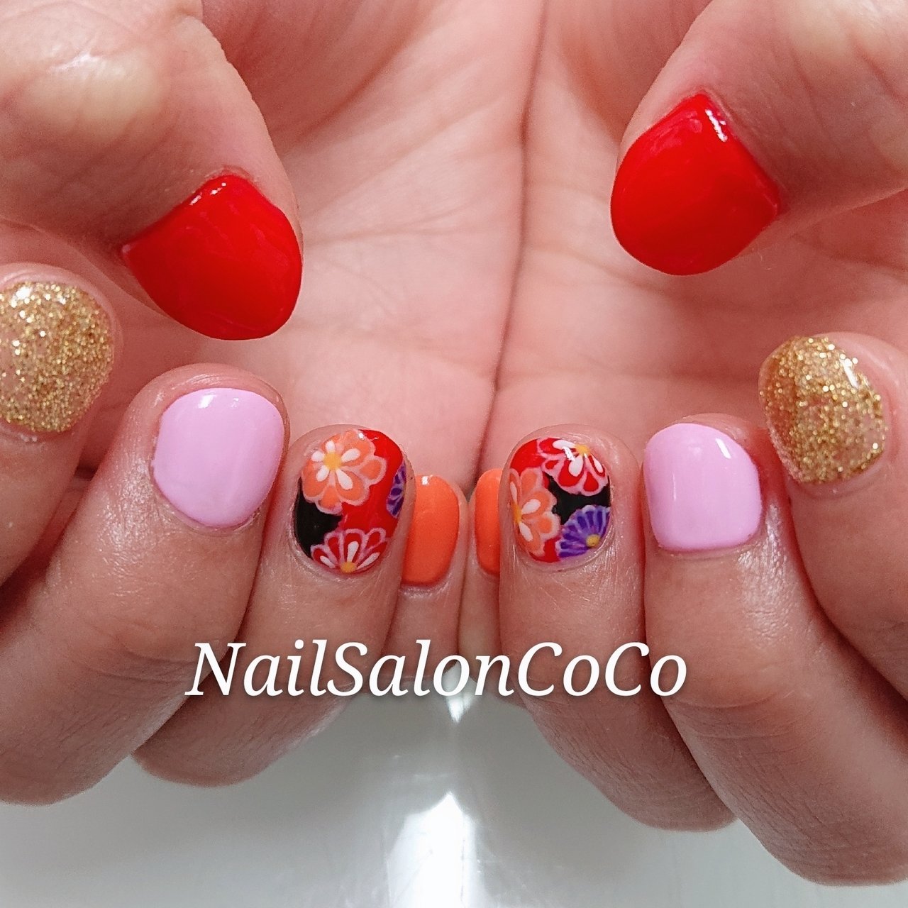 春 卒業式 ハンド ワンカラー フラワー Nailsaloncocoのネイルデザイン No ネイルブック