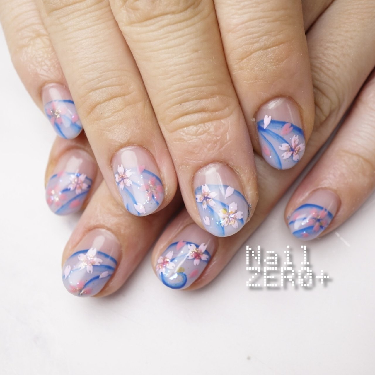 春 女子会 ハンド 変形フレンチ フラワー 塩見隼人 池袋 ネイルゼロプラスのネイルデザイン No ネイルブック