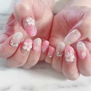 人気順 和ネイル 和柄 和風 桜3dのネイルデザイン ネイルブック