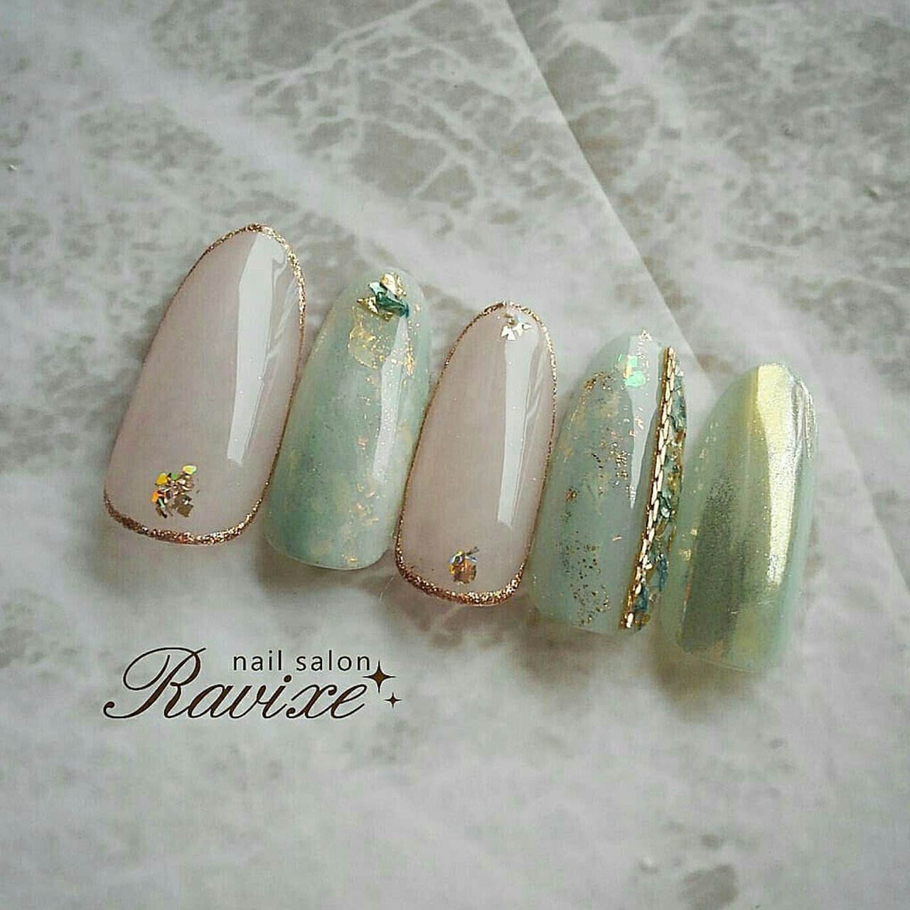 春 夏 ハンド ラメ シースルー Nailsalon Ravixeのネイルデザイン No ネイルブック