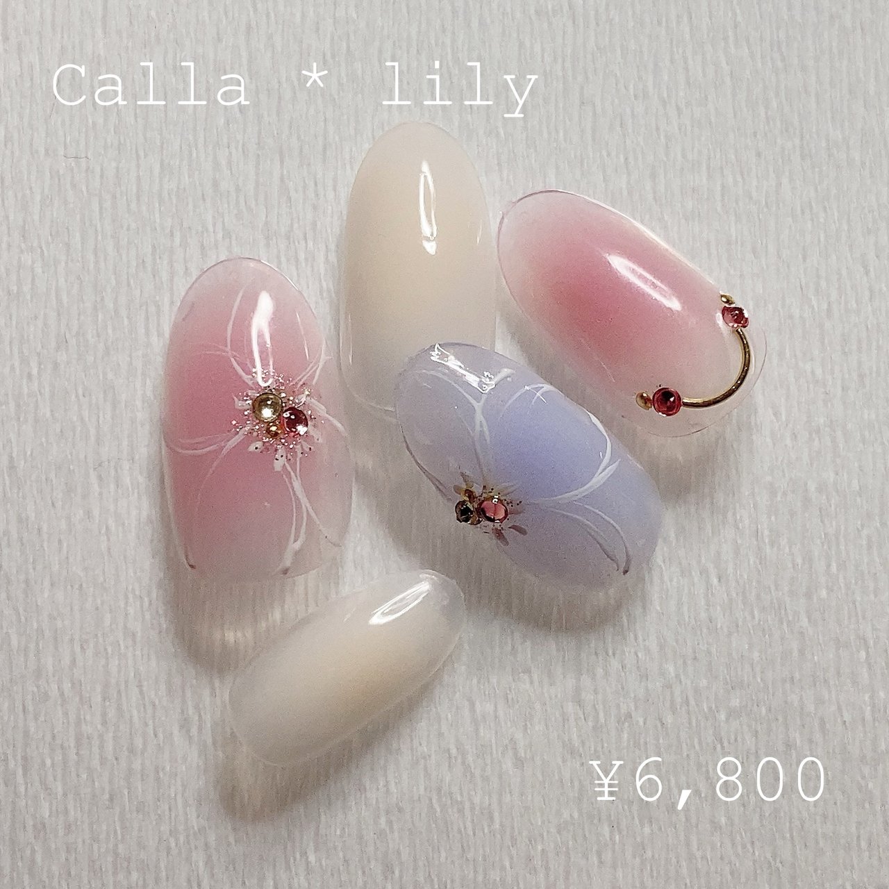 春 夏 オフィス デート ハンド Calla Lily パラジェル フィルインサロンのネイルデザイン No ネイルブック