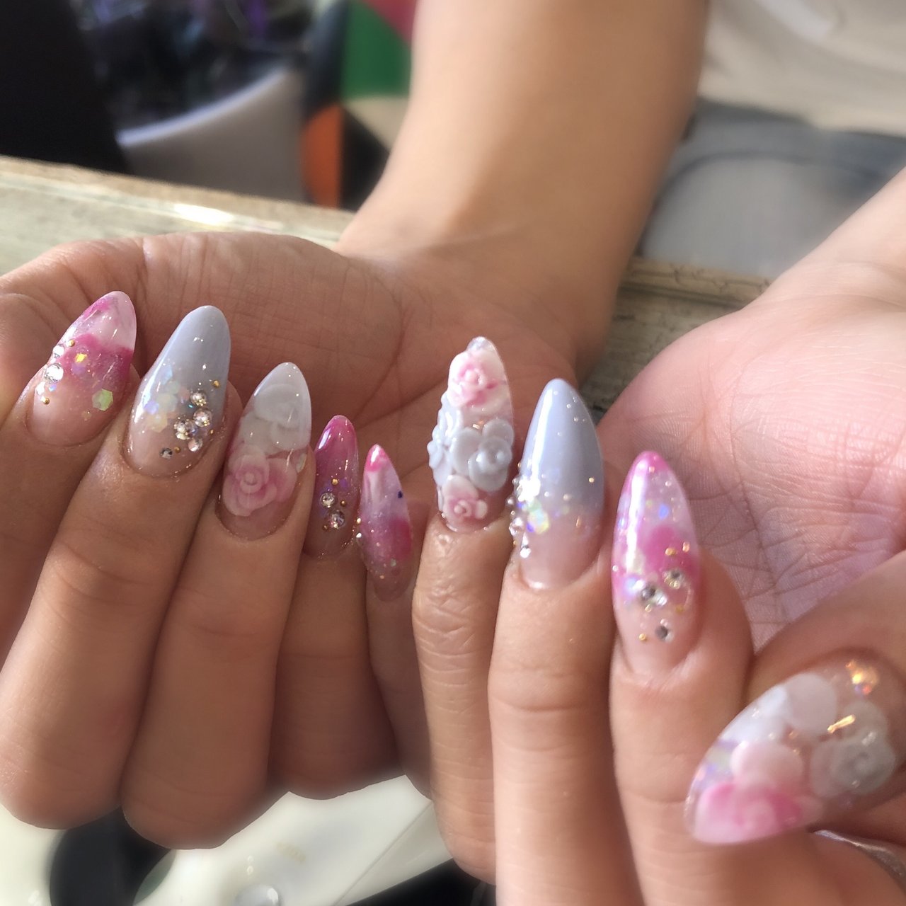 ハンド フラワー 3d マーブル ロング 宮城県 石巻 ロージーネイル Rosy Nail Pupuu Rosyのネイル デザイン No ネイルブック