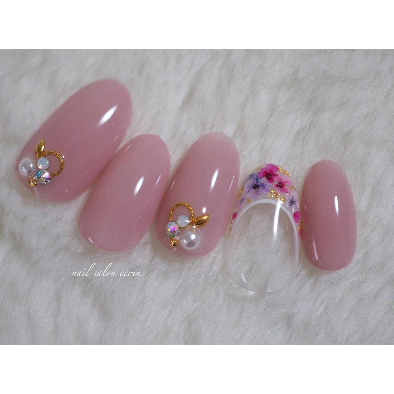 春 押し花 ピンク Nail Ecrinのネイルデザイン No ネイルブック