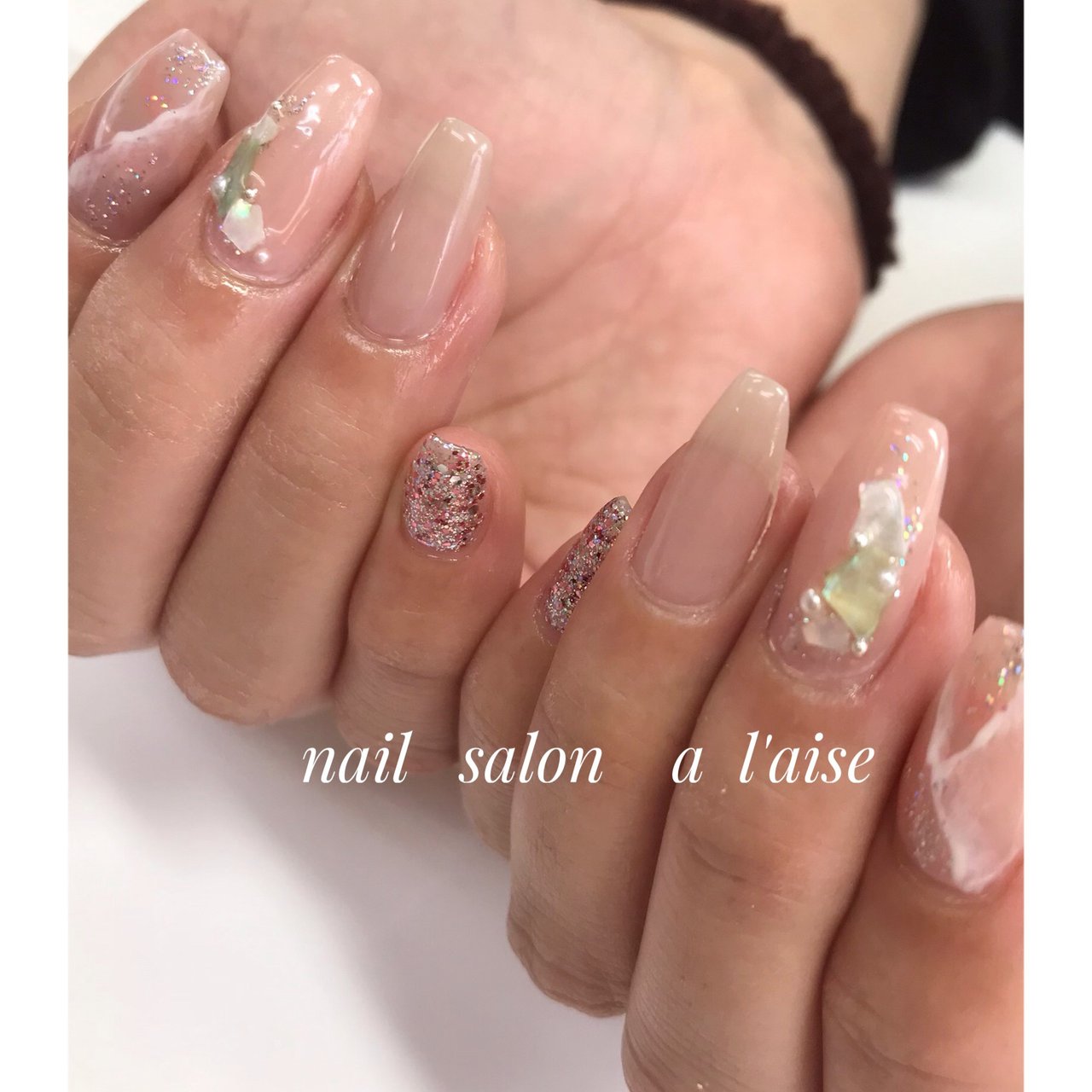 春 オールシーズン シェル 大理石 ピンク Alaiseのネイルデザイン No ネイルブック