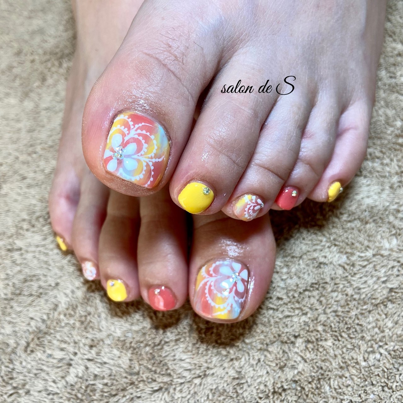 春 夏 オールシーズン 入学式 フット Salondesのネイルデザイン No ネイルブック