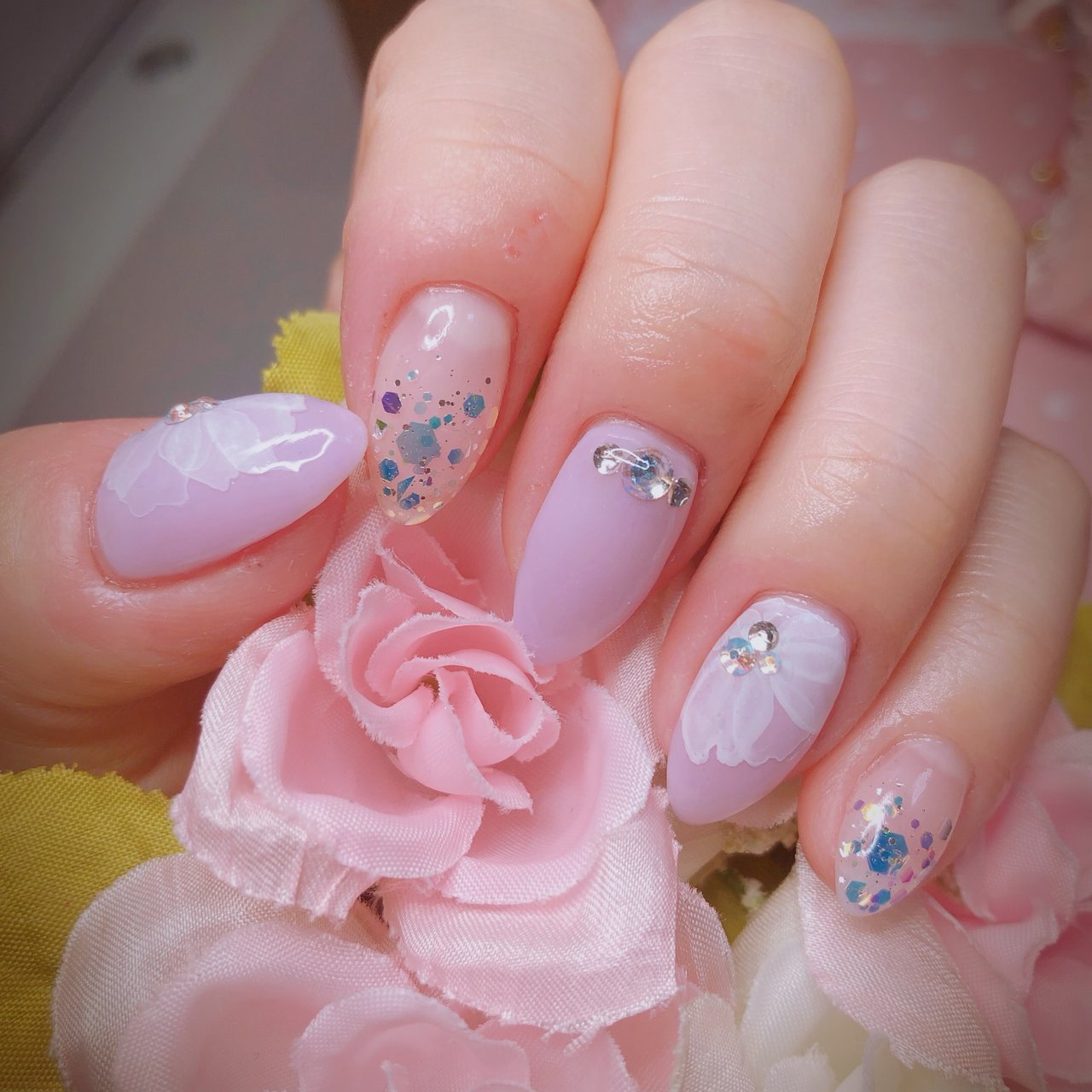 春 オールシーズン ハンド ワンカラー ホログラム Myu Ku Nailのネイルデザイン No ネイルブック