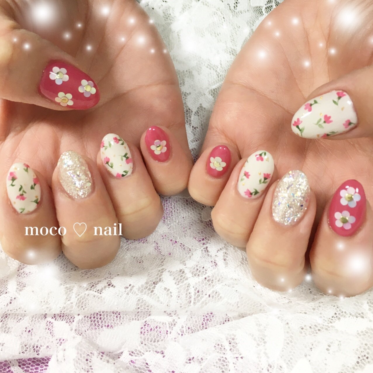 春 オールシーズン ハンド ホログラム ラメ Moco Nailのネイルデザイン No ネイルブック