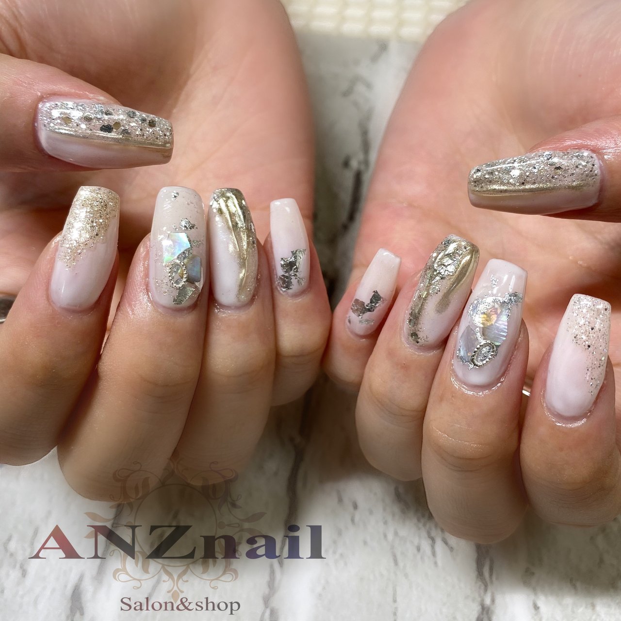 春 ハンド シェル ニュアンス ミラー Anznail 旭川市ネイルサロン ネイリストあんず のネイルデザイン No ネイルブック