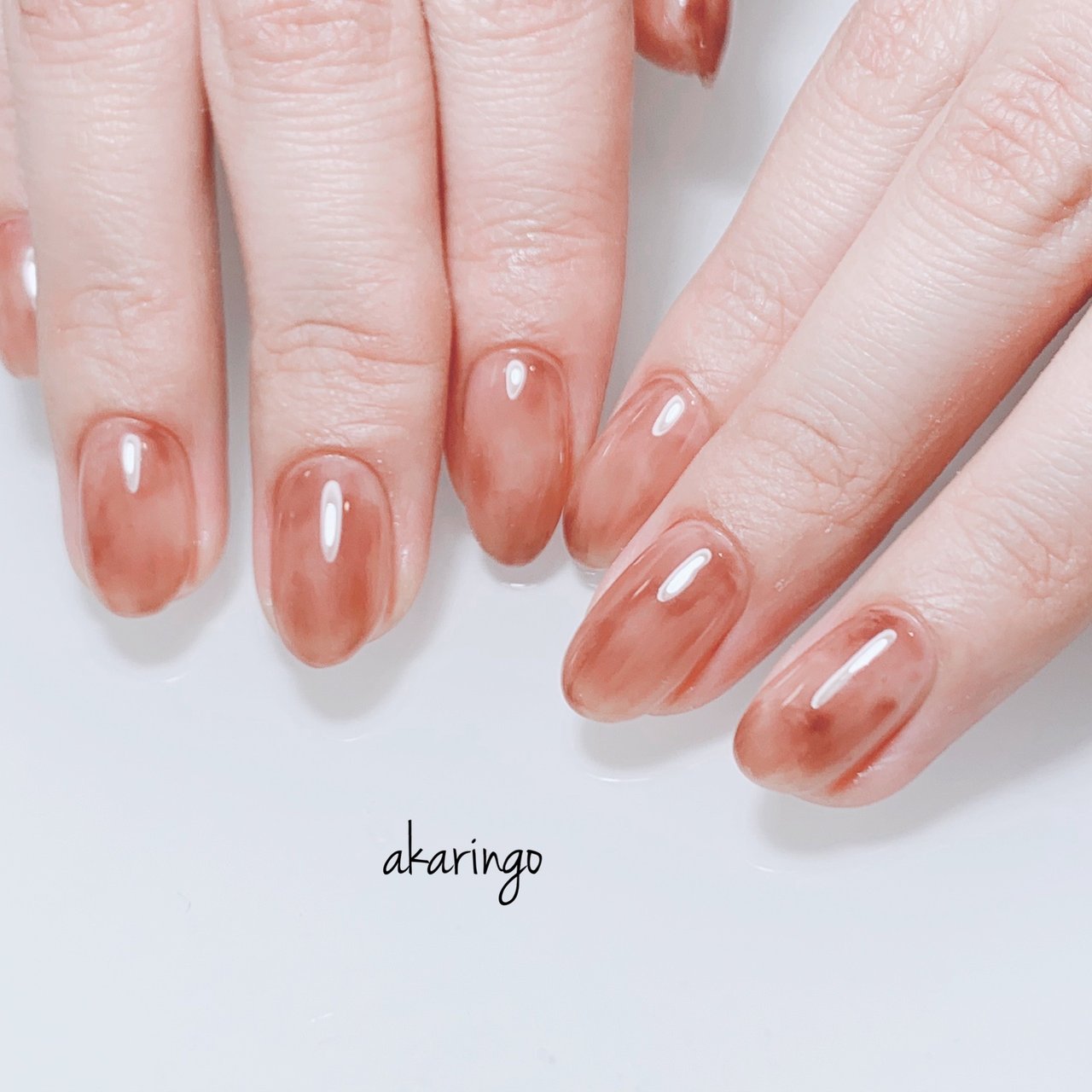オールシーズン オフィス ハンド シンプル タイダイ Akaringo Nailのネイルデザイン No ネイルブック