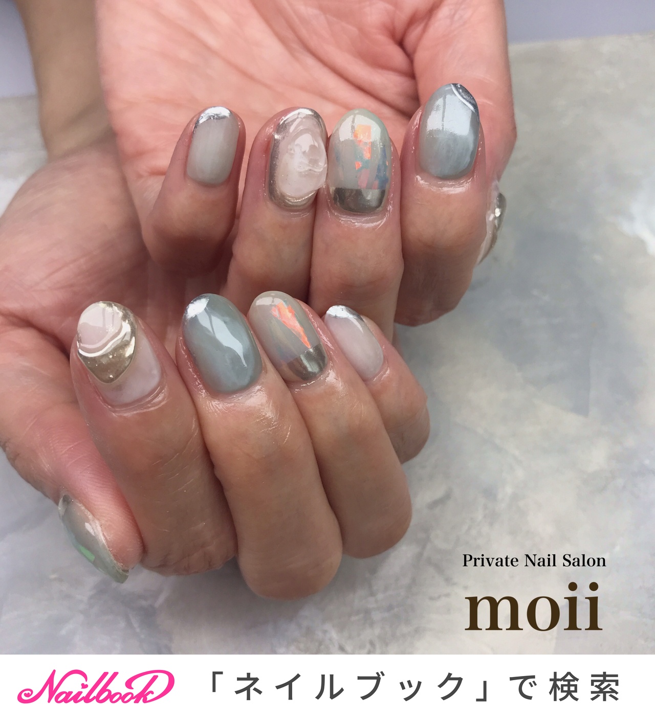 シルバーアクセに合うネイルのネイルデザイン ネイルブック