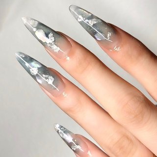 マーブル クリア グレーのネイルデザイン ネイルブック