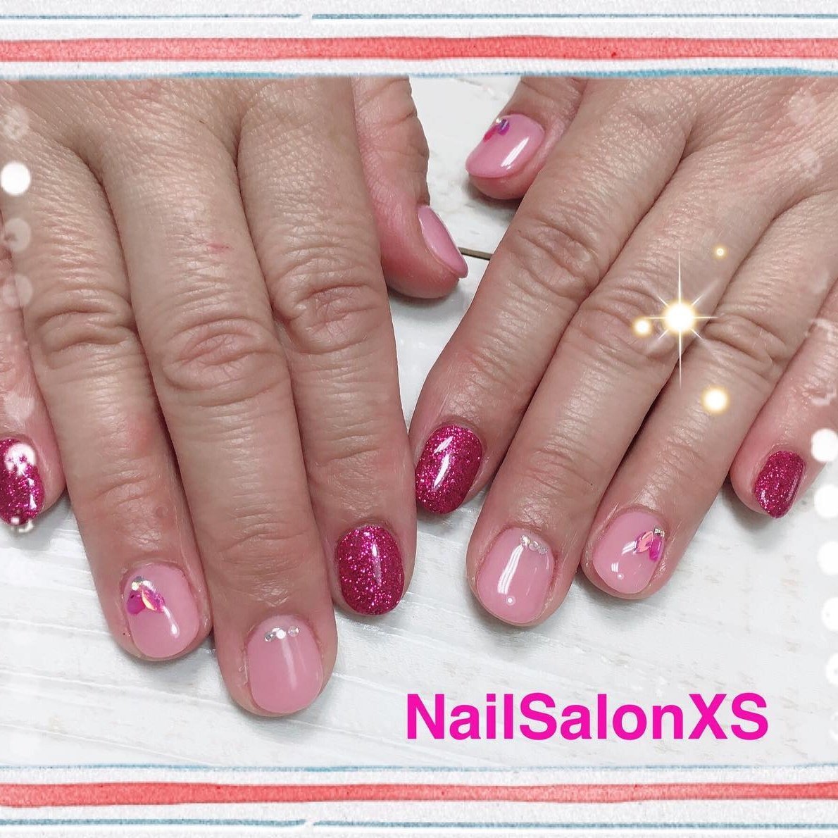 春 ハンド ラメ ワンカラー ピンク Nailsalonxsのネイルデザイン No ネイルブック