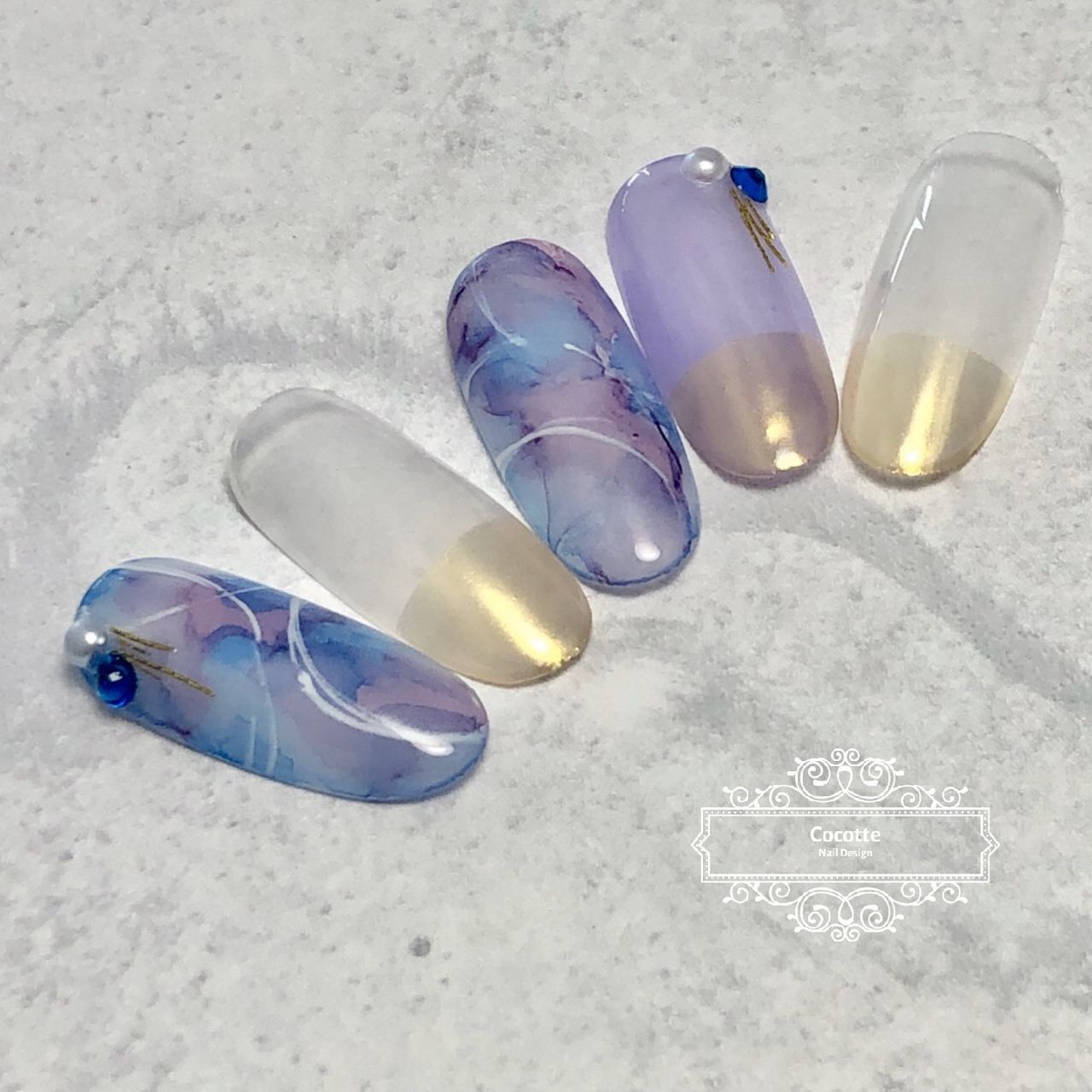 春 夏 ハンド ニュアンス マーブル マラミンネイル Mari Nemotoのネイルデザイン No ネイルブック