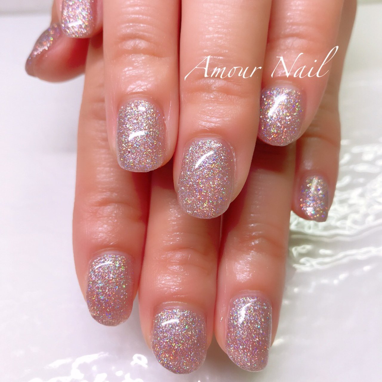 ハンド シンプル ラメ ワンカラー クリア Amour Nailのネイルデザイン No ネイルブック