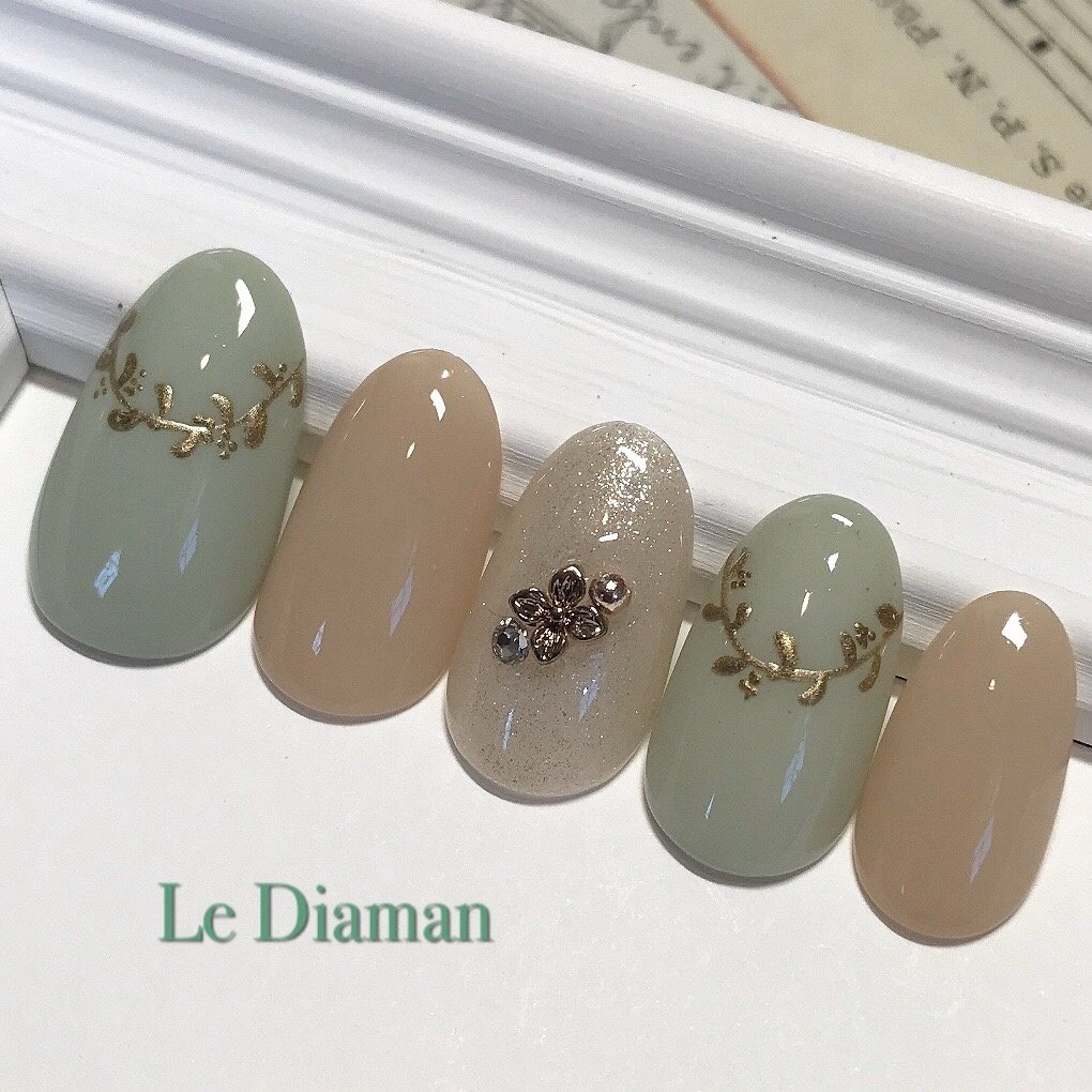 夏 ハンド ワンカラー フラワー ミディアム Le Diamanのネイルデザイン No ネイルブック