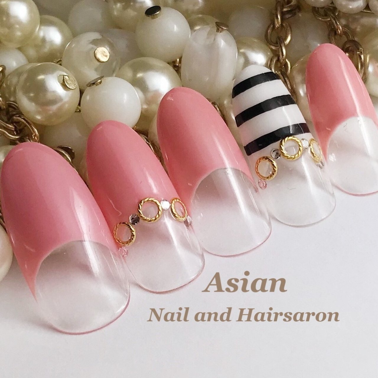 オフィス パーティー デート ハンド フレンチ Nailsalon Asianのネイルデザイン No ネイルブック