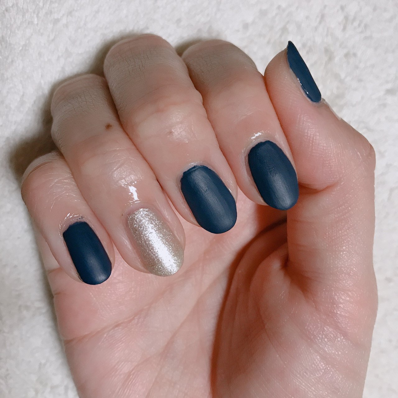 ハンド ラメ ワンカラー ショート ネイビー Asmのネイルデザイン No ネイルブック