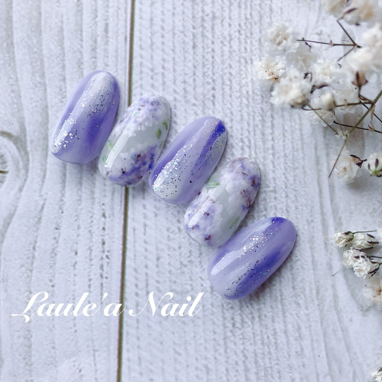 春 梅雨 ホワイト 水色 パープル Junkoinoueのネイルデザイン No ネイルブック