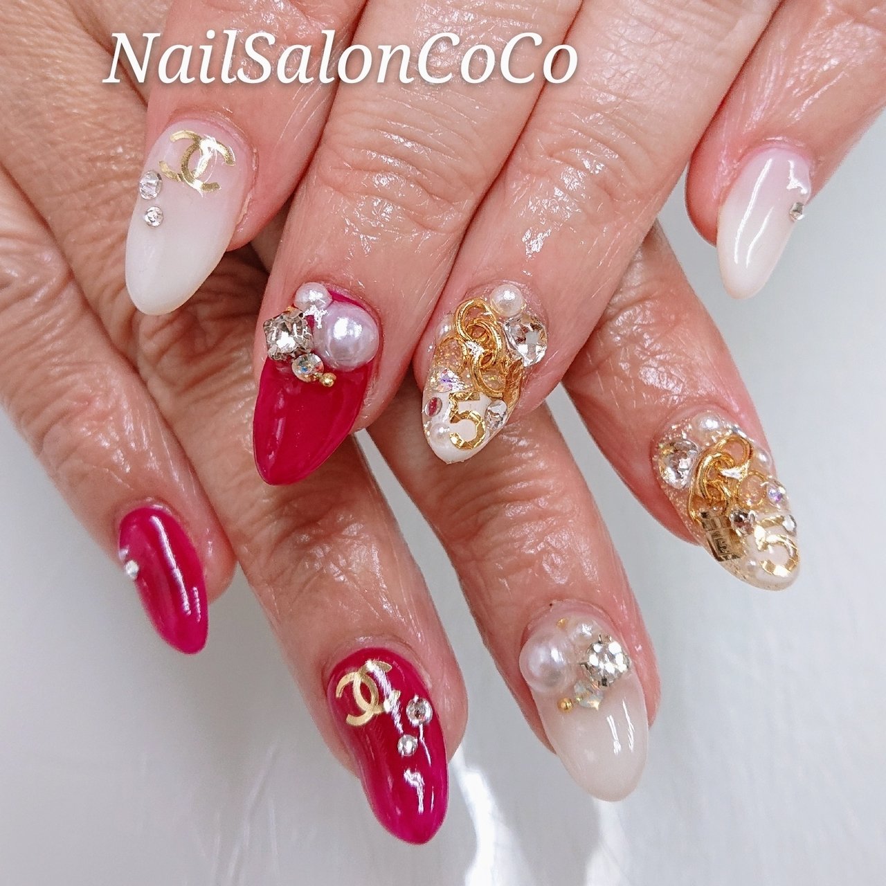 春 ハンド ラメ ワンカラー ビジュー Nailsaloncocoのネイルデザイン No ネイルブック