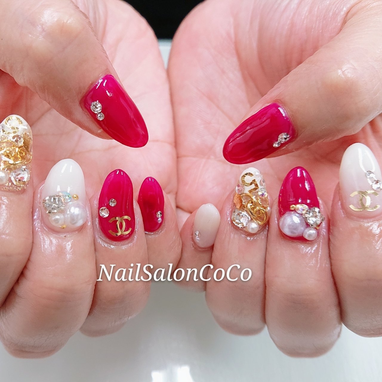 春 ハンド ラメ ワンカラー ビジュー Nailsaloncocoのネイルデザイン No ネイルブック