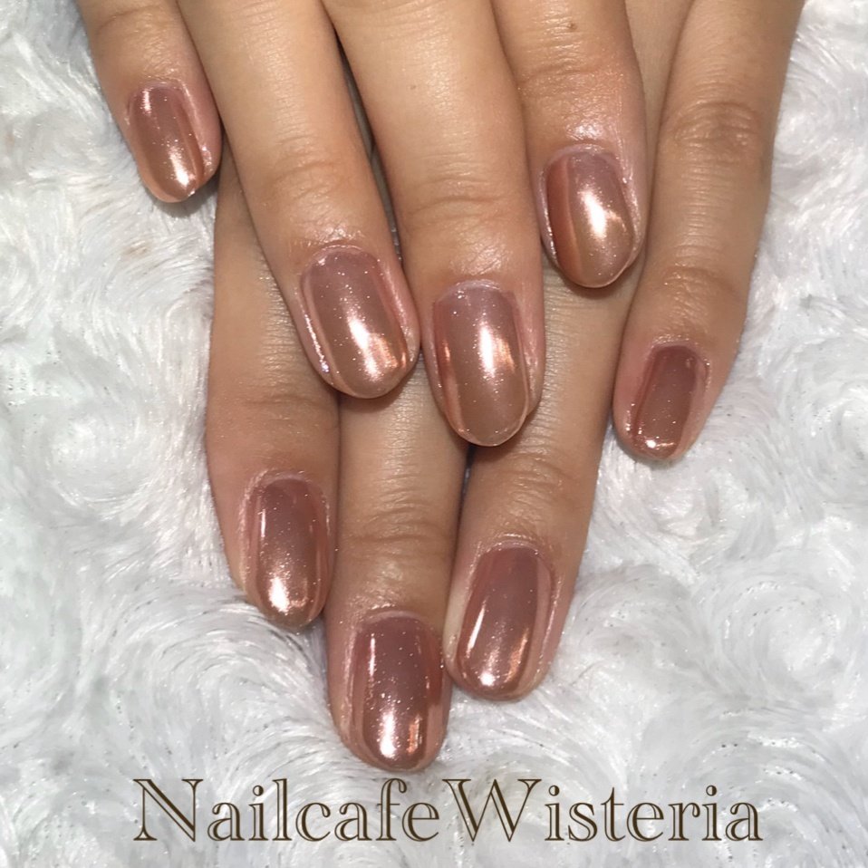 ワンカラー ミラー ピンク ゴールド メタリック Nailcafewisteriaのネイルデザイン No ネイルブック