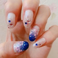 ピンク ネイビー セルフネイルのネイルデザイン ネイルブック