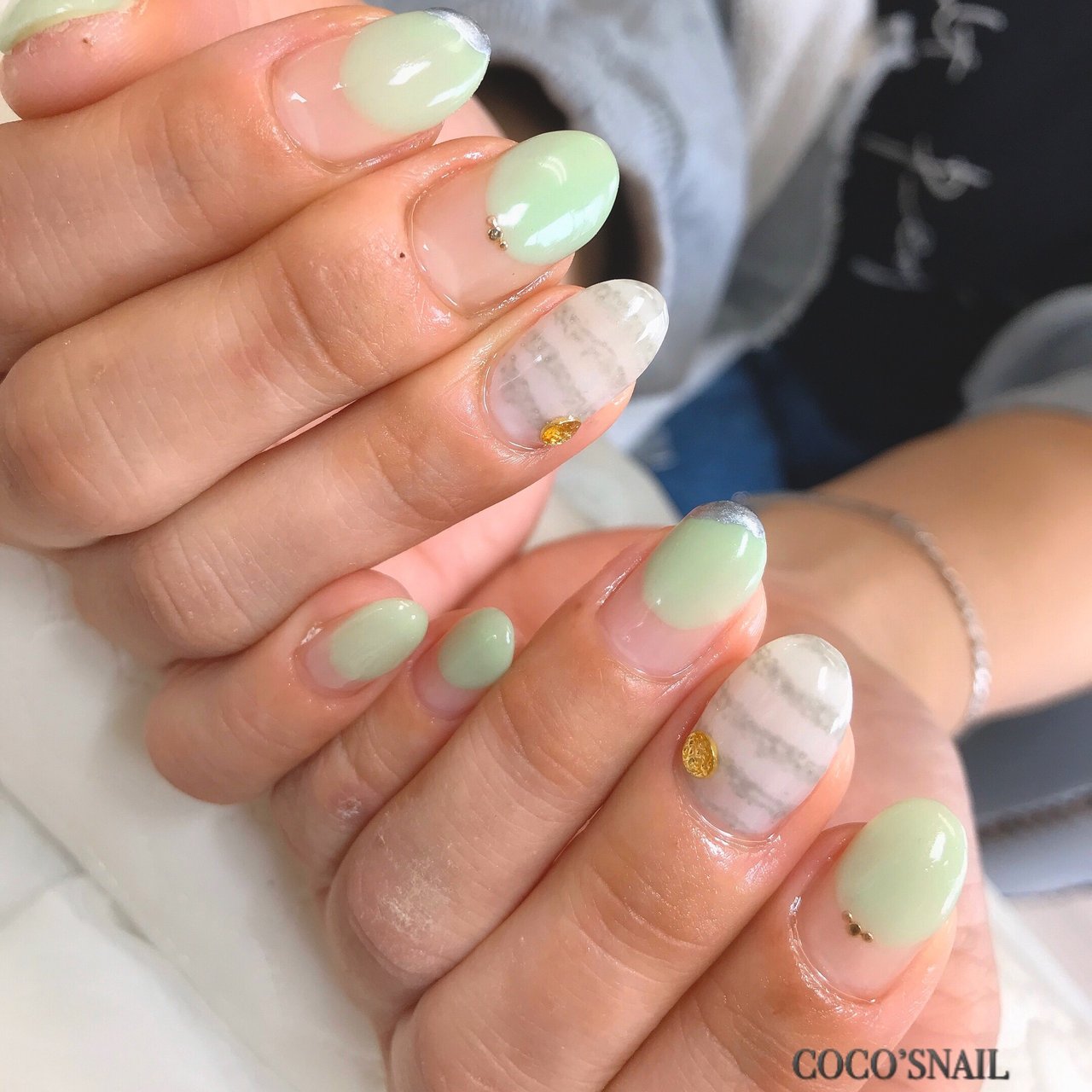 春 夏 ハンド 変形フレンチ ボーダー Coco S Nailのネイルデザイン No ネイルブック