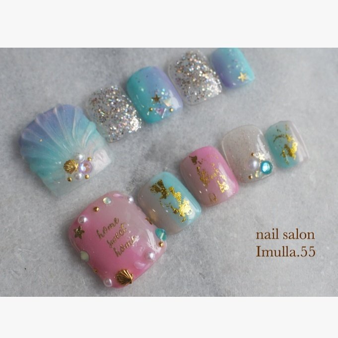 春 夏 海 リゾート フット Nail Salon Imulla 55のネイルデザイン No ネイルブック